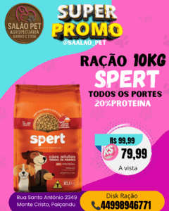 Ração Spert 10kg todos os  portes 20%proteina