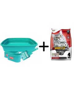 Bandeja Sanitária para Gatos Kit com 2 Comedouros e 1 PÁ Brinde uma Areia Mimo Cat