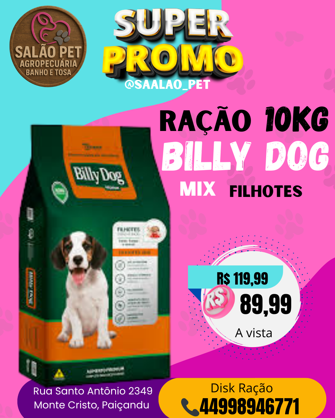 RAÇÃO BILLY DOG FILHOTES 10KG