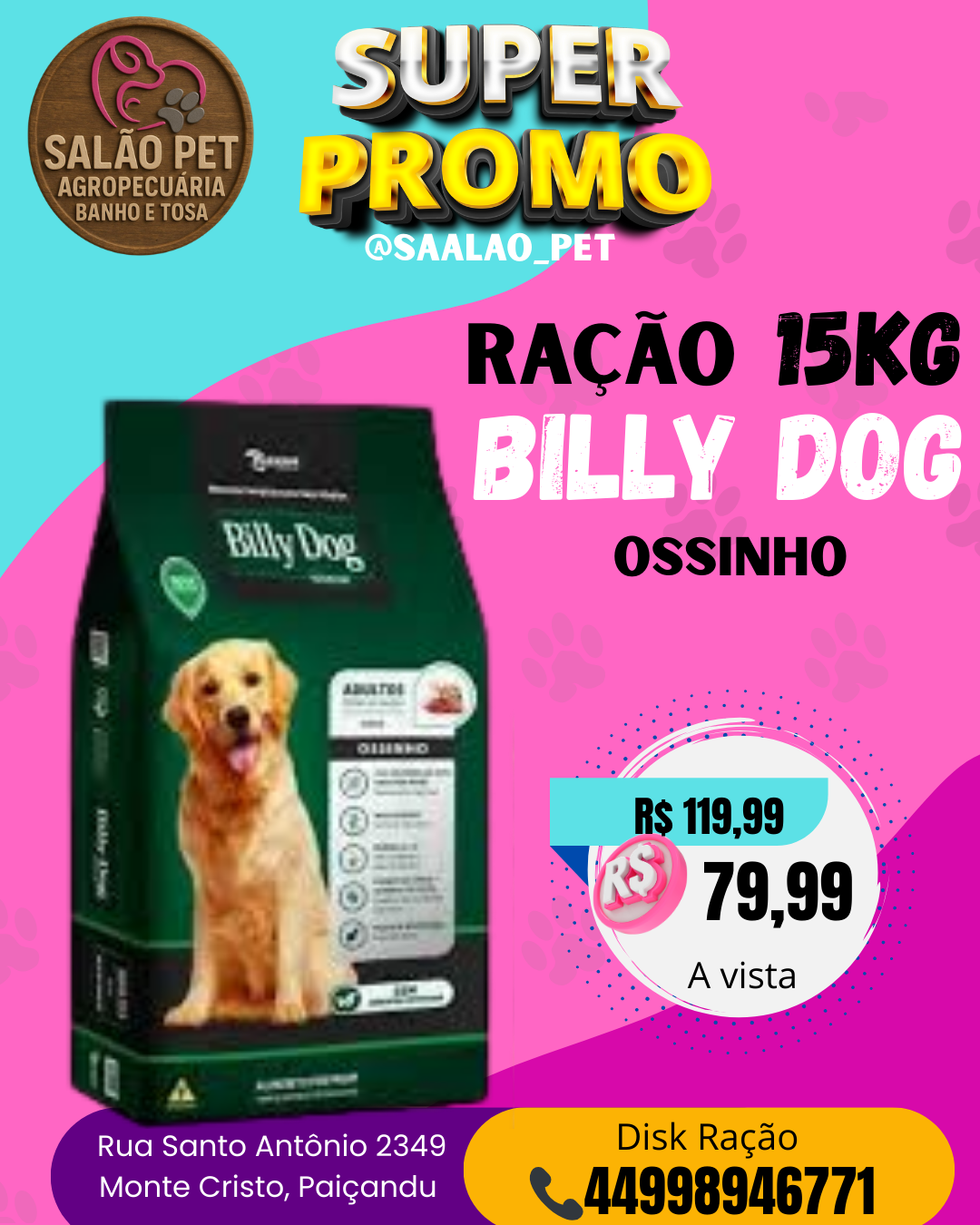 RAÇÃO BILLY DOG OSSINHO 15KG