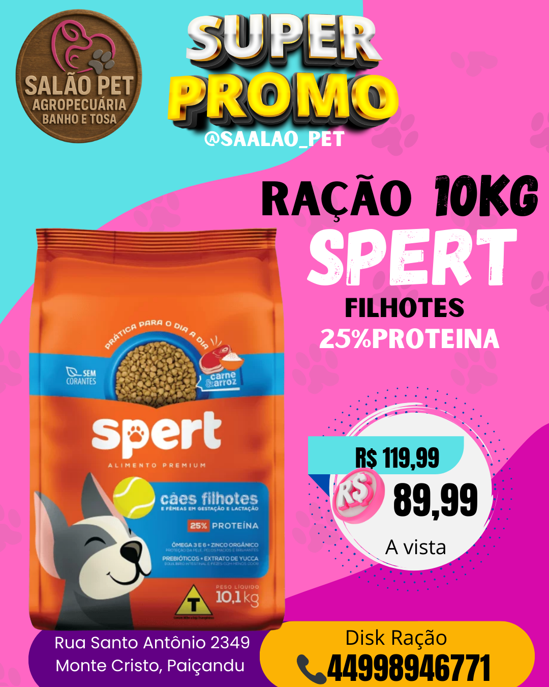 RAÇÃO SPERT 10KG FILHOTES 25%PROTEINA